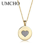 925 Silver Necklace Yellow Heart Pendant Romantic Gift Chain