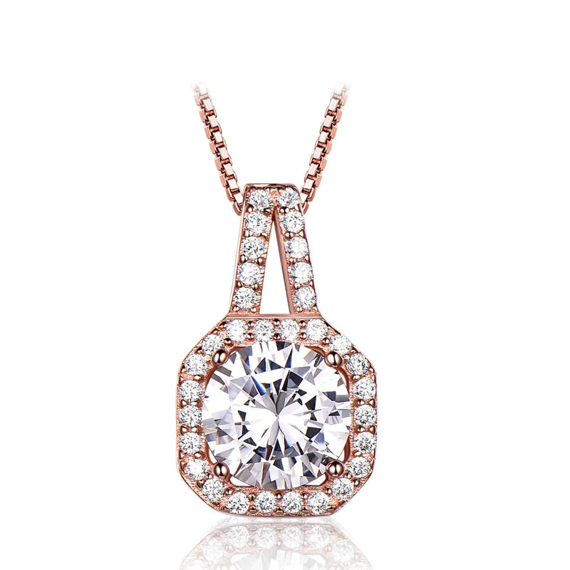 925 Silver Rose Pendant Necklace Wedding Anniversary Fine Jewelry