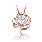925 Silver Necklace Rose Pink Morganite Charm Heart Pendant
