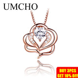 925 Silver Necklace Rose Pink Morganite Charm Heart Pendant