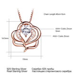 925 Silver Necklace Rose Pink Morganite Charm Heart Pendant