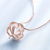 925 Silver Necklace Rose Pink Morganite Charm Heart Pendant