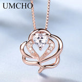 925 Silver Necklace Rose Pink Morganite Charm Heart Pendant