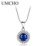 Vintage Sapphire September Birthstone Silver Pendant Necklace
