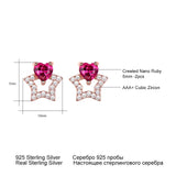 Sterling Silver Ruby Gemstone Stud Earrings for Women Christmas Party Jewelry