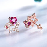 Sterling Silver Ruby Gemstone Stud Earrings for Women Christmas Party Jewelry