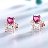 Sterling Silver Ruby Gemstone Stud Earrings for Women Christmas Party Jewelry