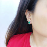 925 Silver Created Emerald Clip Earrings Wedding Fine Jewelry