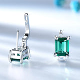 925 Silver Created Emerald Clip Earrings Wedding Fine Jewelry