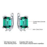 925 Silver Created Emerald Clip Earrings Wedding Fine Jewelry