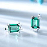 925 Silver Created Emerald Clip Earrings Wedding Fine Jewelry