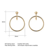 925 Sterling Silver Hoop Earrings Yellow Fine Jewelry Women Party Birthday