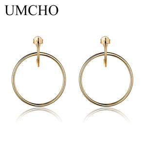 925 Sterling Silver Hoop Earrings Yellow Fine Jewelry Women Party Birthday