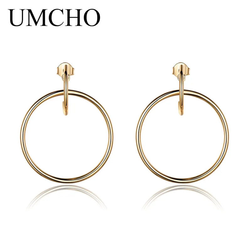 925 Sterling Silver Hoop Earrings Yellow Fine Jewelry Women Party Birthday