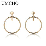 925 Sterling Silver Hoop Earrings Yellow Fine Jewelry Women Party Birthday