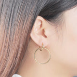 925 Sterling Silver Hoop Earrings Yellow Fine Jewelry Women Party Birthday