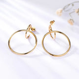 925 Sterling Silver Hoop Earrings Yellow Fine Jewelry Women Party Birthday