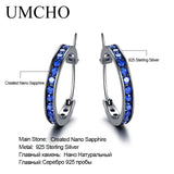 925 Silver Created Nano Sapphire Clip Earrings Women