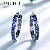 925 Silver Created Nano Sapphire Clip Earrings Women