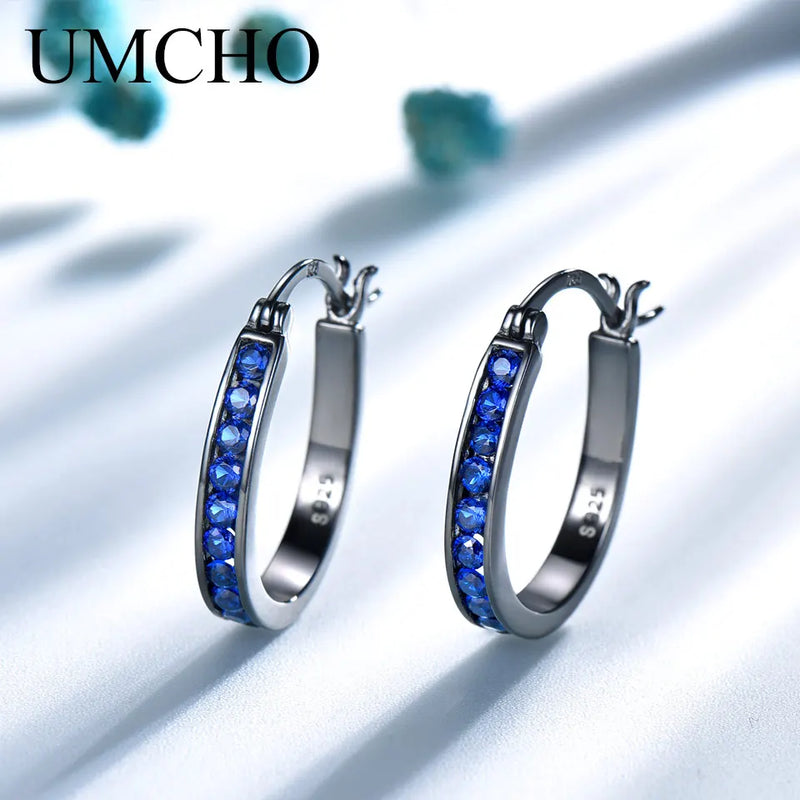 925 Silver Created Nano Sapphire Clip Earrings Women