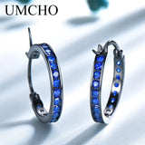 925 Silver Created Nano Sapphire Clip Earrings Women