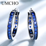 925 Silver Created Nano Sapphire Clip Earrings Women