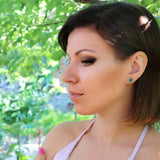 925 Silver Emerald Stud Earrings Anniversary Birthday Jewelry