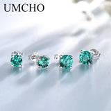925 Silver Emerald Stud Earrings Anniversary Birthday Jewelry