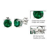 925 Silver Emerald Stud Earrings Anniversary Birthday Jewelry