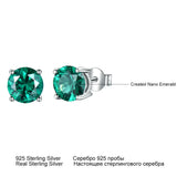 925 Silver Emerald Stud Earrings Anniversary Birthday Jewelry