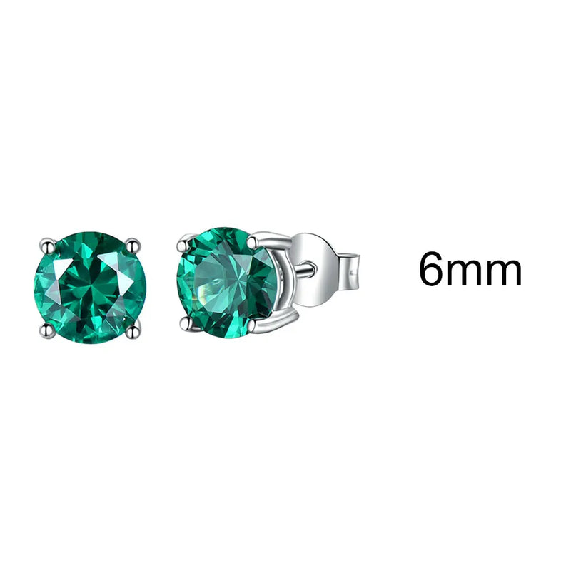 925 Silver Emerald Stud Earrings Anniversary Birthday Jewelry