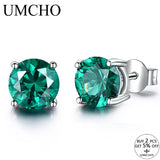 925 Silver Emerald Stud Earrings Anniversary Birthday Jewelry