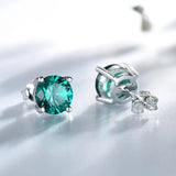 925 Silver Emerald Stud Earrings Anniversary Birthday Jewelry