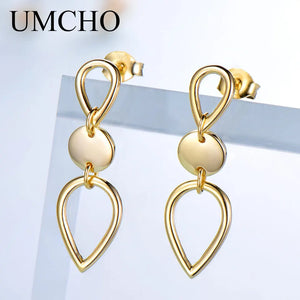 Sterling Silver Geometric Drop Earrings for Women, Fine Jewelry