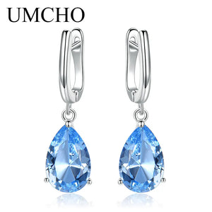 Solid Silver 925 Drop Nano Green Emerald Clip Earrings For Women