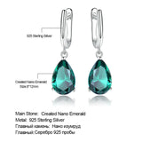 Solid Silver 925 Drop Nano Green Emerald Clip Earrings For Women