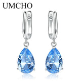 Solid Silver 925 Drop Nano Green Emerald Clip Earrings For Women
