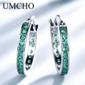 Solid Silver 925 Green Nano Emerald Clip Earrings Women Party Charms
