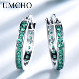 Solid Silver 925 Green Nano Emerald Clip Earrings Women Party Charms