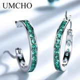 Solid Silver 925 Green Nano Emerald Clip Earrings Women Party Charms