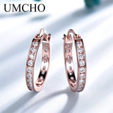 Solid Silver 925 Round Created Nano CZ Clip Earrings For Women