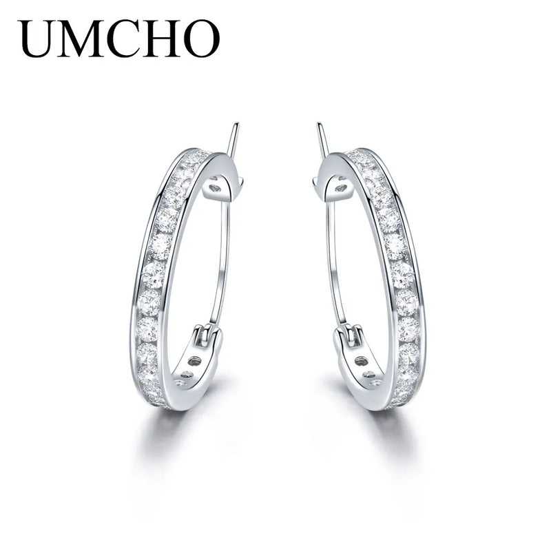 Solid Silver 925 CZ Clip Earrings For Women Birthday Charms Fine Jewelry