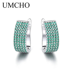 Silver 925 Round Nano Gemstone Clip Earrings Women Party Jewelry