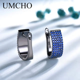 Silver 925 Round Nano Gemstone Clip Earrings Women Party Jewelry
