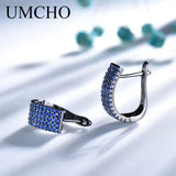 Silver 925 Round Nano Gemstone Clip Earrings Women Party Jewelry