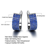 Silver 925 Round Nano Gemstone Clip Earrings Women Party Jewelry