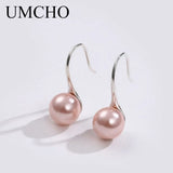 Solid Silver 925 Pearl Drop Earrings Prevent Allergy Women Engagement Gift