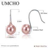 Solid Silver 925 Pearl Drop Earrings Prevent Allergy Women Engagement Gift