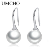Solid Silver 925 Pearl Drop Earrings Prevent Allergy Women Engagement Gift