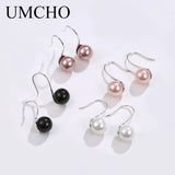 Solid Silver 925 Pearl Drop Earrings Prevent Allergy Women Engagement Gift